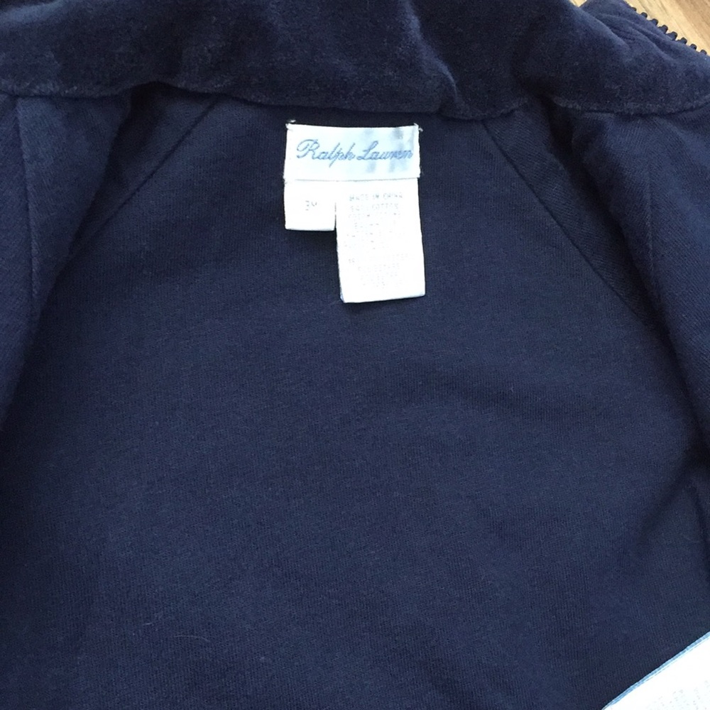 Ralph Lauren Infant Velour Outfit Set 3M Navy Blue - Picture 3 of 5